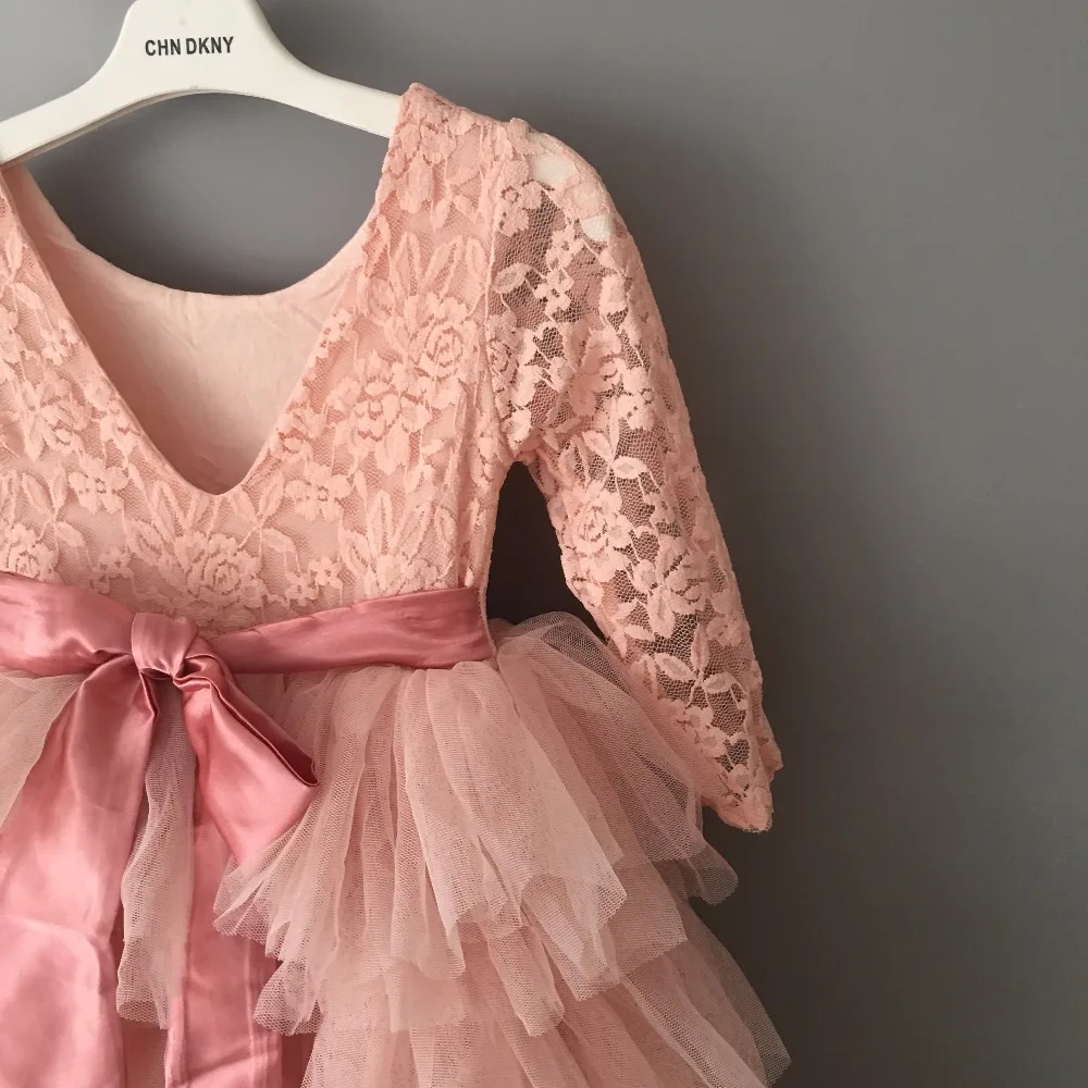 Children girls lace maxi dress kids long cake tutu princess with sashes toddler birthday party vestido | Детская одежда и обувь