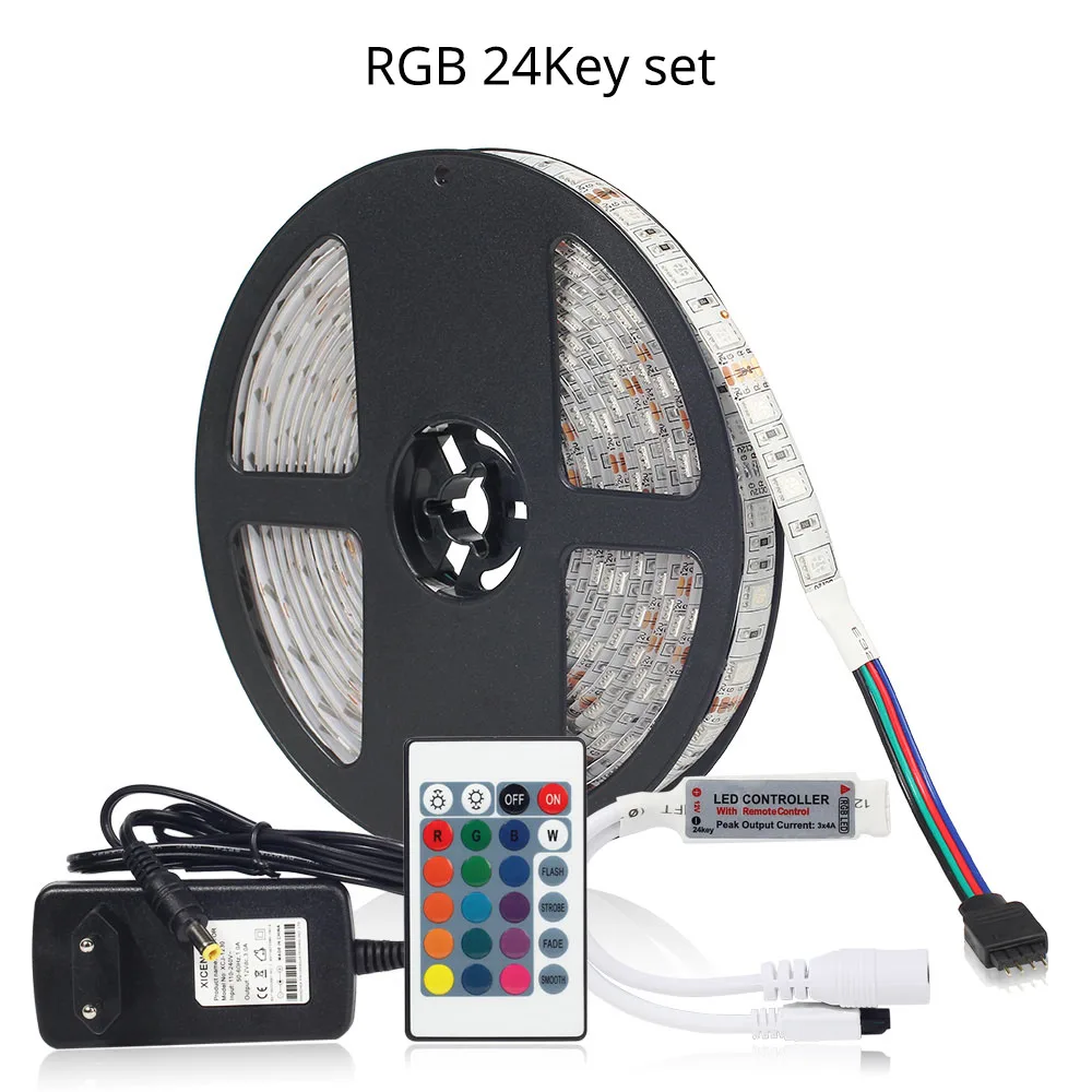 Светодиодные ленты 5050 RGB RGBW rgbww 60 Светодиодный s/m 5 м с ИК-пульт 12 V 3A адаптер DC12V 5050 Светодиодные ленты свет комплект