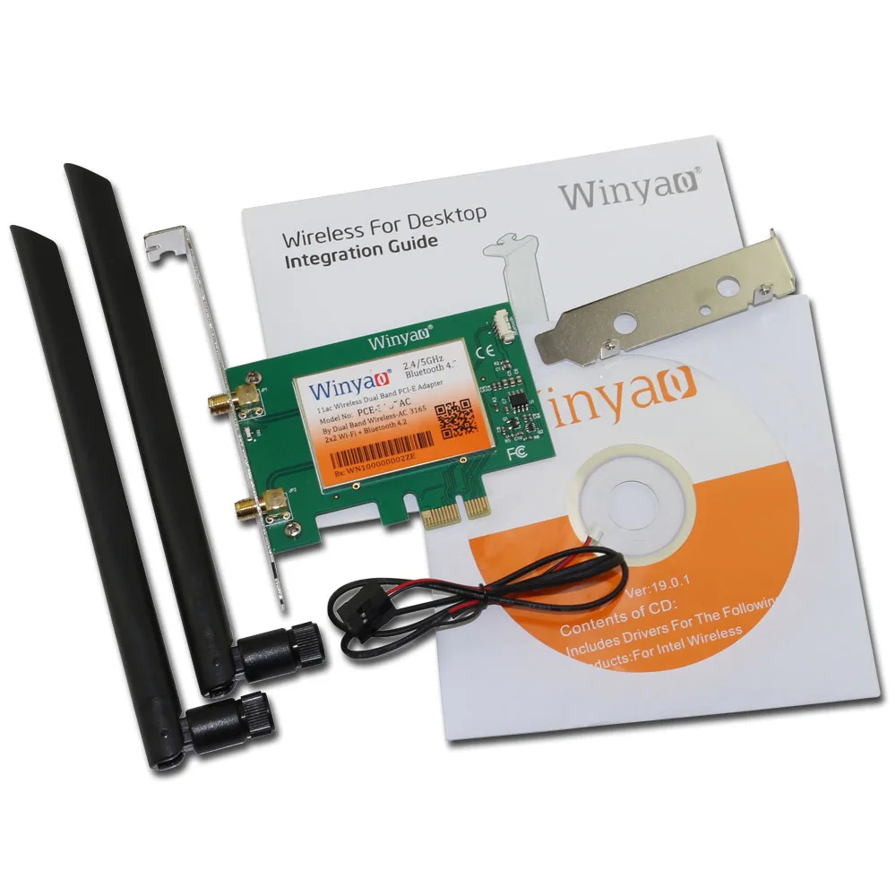 Winyao PCE-3168AC Двухдиапазонная PCI-E X1 настольная беспроводная WiFi карта 433 Мбит/с с Bluetooth