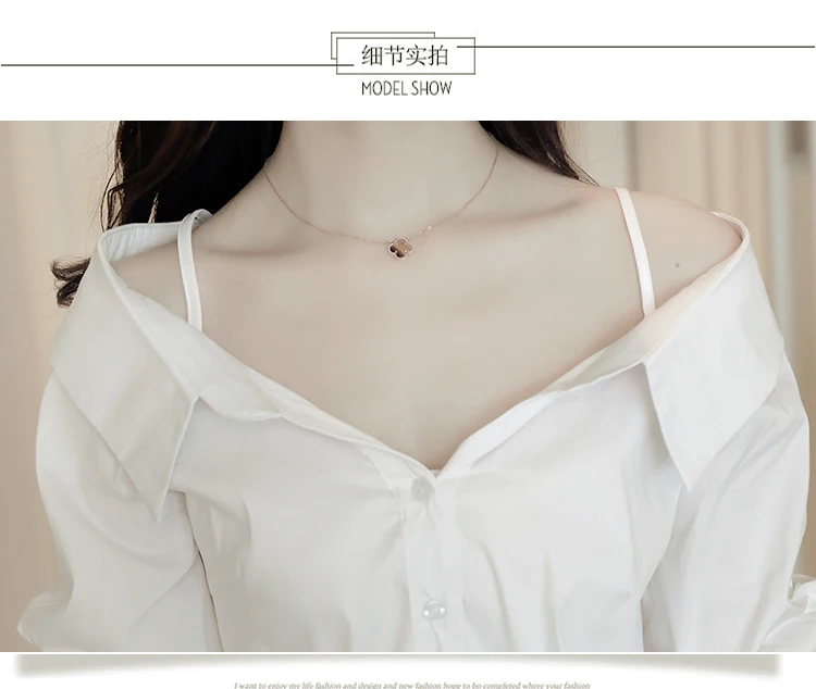 Мода 2019 Лето Slash шеи женские белые блузки с длинным рукавом элегантные девушки