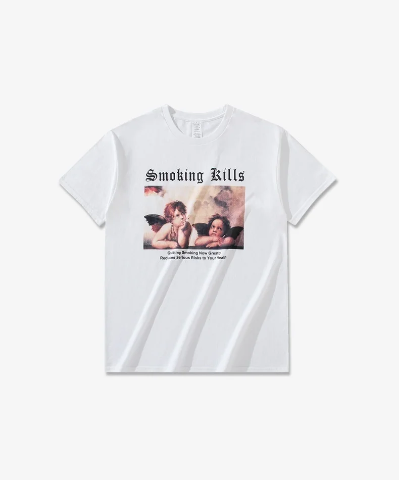 HAHAYULE ангелы херувимов курение мастерство Топ футболка рубашка с короткими