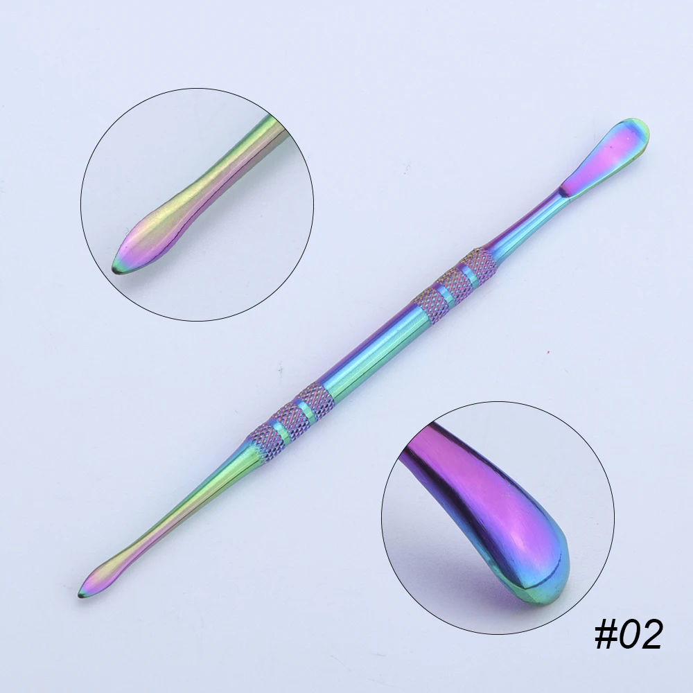 STZ Хамелеон Радуга толкатель инструменты для ногтей маникюр кутикула Remover 3 Тип