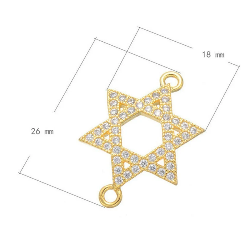 Микро проложить CZ Коннектор со звездой амулеты покрытые розовым золотом