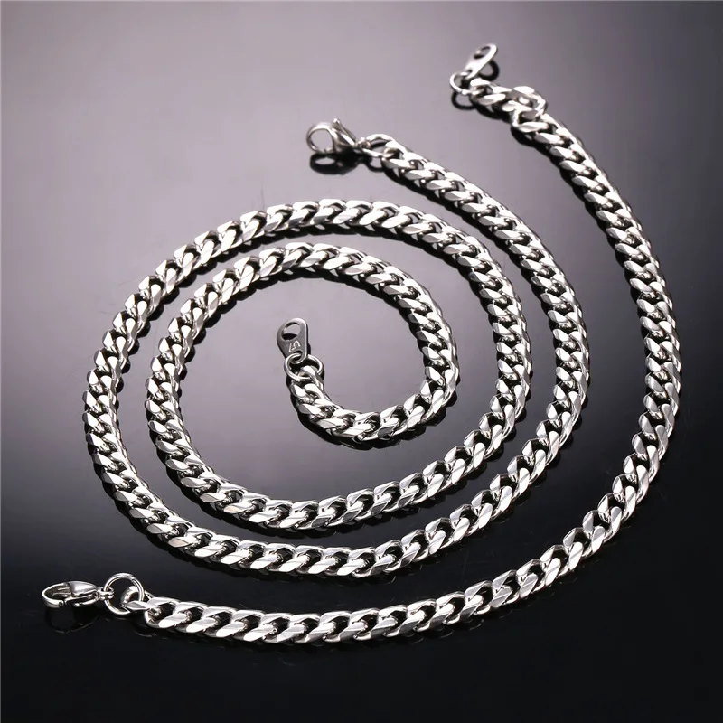 Мужской ювелирный комплект из цепочки и браслета нержавеющей стали | Украшения