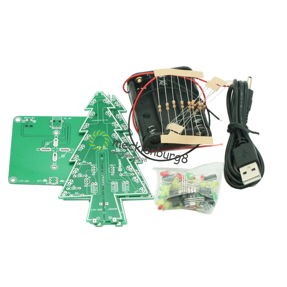 1 комплект .. 3D Рождественская LED елка DIY kit красный/зеленый/LED Желтый светодиодная