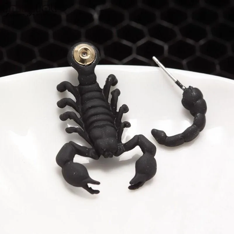 Punk Style Gothic 3D Animal Metal Scorpion Ear Stud Earrings For Men Women Harajuku Fashion Jewelry 1 Pair Brincos | Украшения и