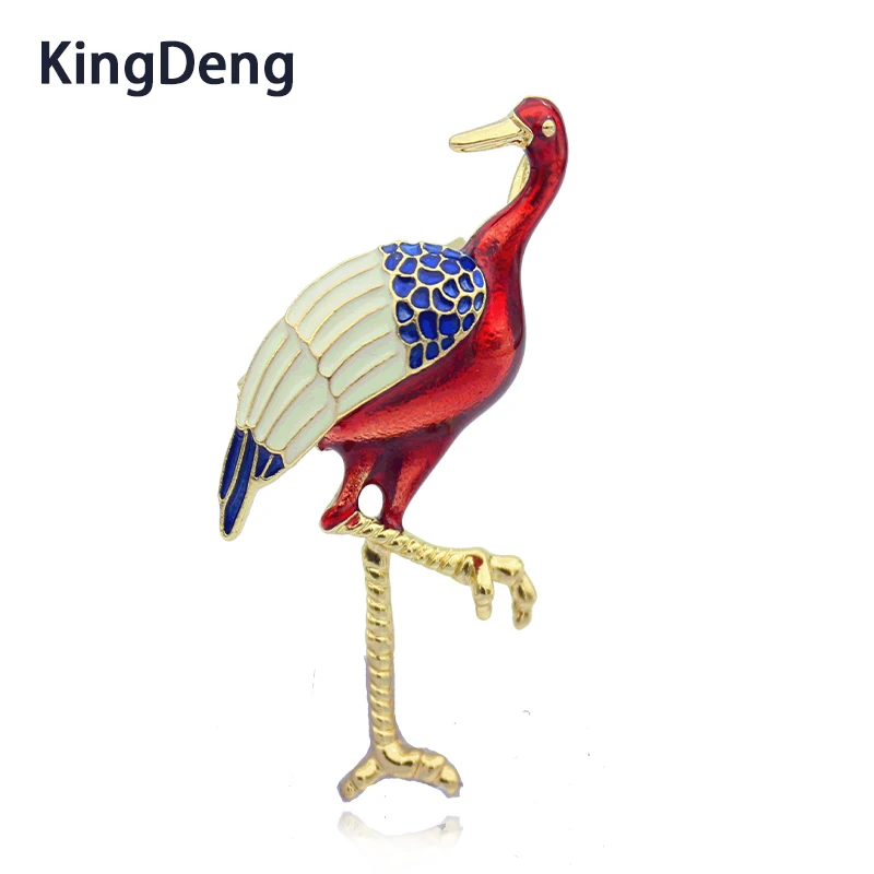 KingDeng Фламинго Брошь Красная Птица Аксессуары Броши Для Женщин Штырь Отворотом