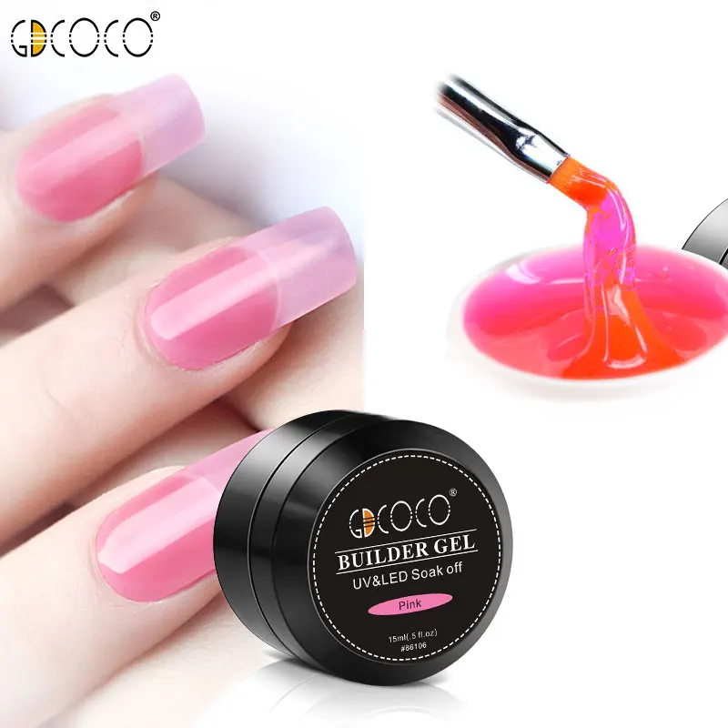 GDCOCO УФ-гель 15 мл для дизайна ногтей прозрачный белый натуральный Камуфляжный цвет твердый строительный удлиняющий гель для ногтей Быстрый гель