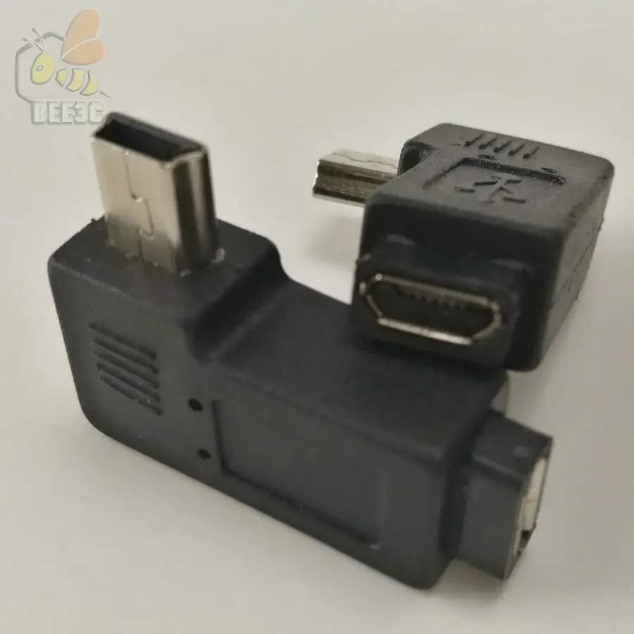 USB Micro 5Pin Female to Mini Mini5Pin Male адаптер с углом 90 градусов и левым правым адаптером 100 шт.