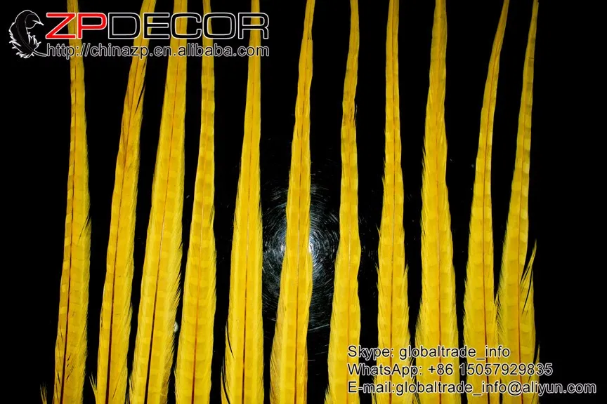 Zpdecor 100 шт./лот 50-55 см(20-22 дюйма) Окрашенный желтый хвост фазана перья Свадебные украшения для дома