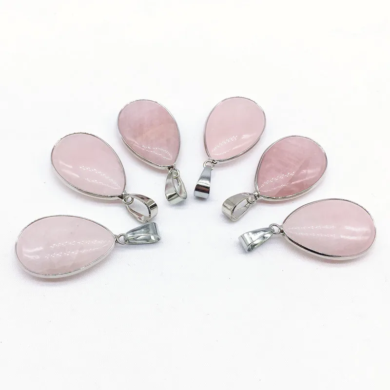Necklace Pendants 5pcs/set Rose Quartzs Stone Charm For Women Jewelry making Really Color No Dyed | Украшения и аксессуары