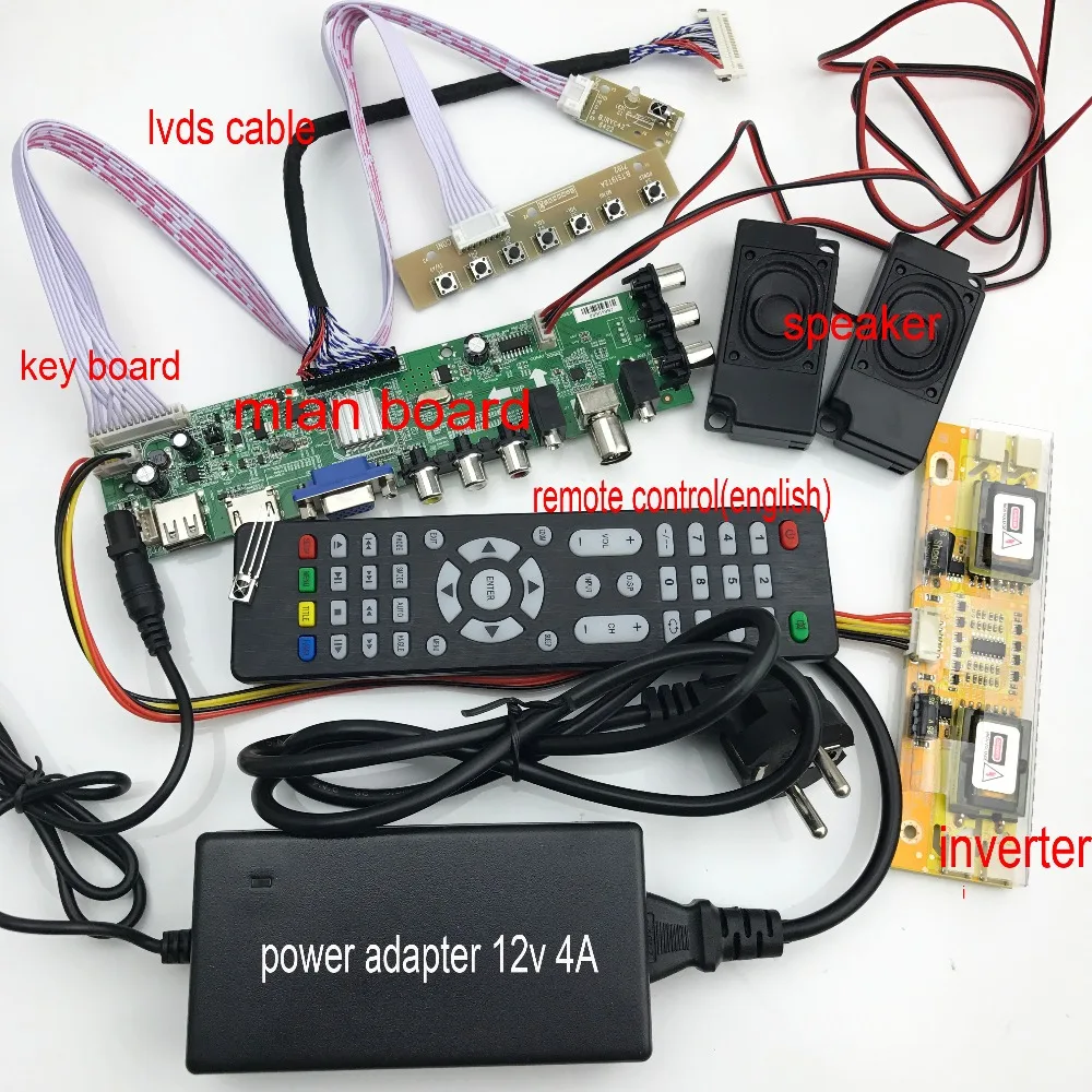 D3663LUA цифровой ТВ плата DVB-T2/T/C Универсальный ЖК LED ТВ контроллер драйвер платы с кабелем инвертор