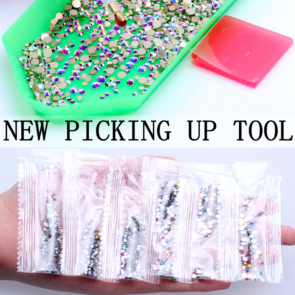 6G 1500PCS SS3-SS10 Crystal Rhinestones AB Flat Back Nail Rhinestone 3D Art Decoration DIY Tool Set | Красота и здоровье