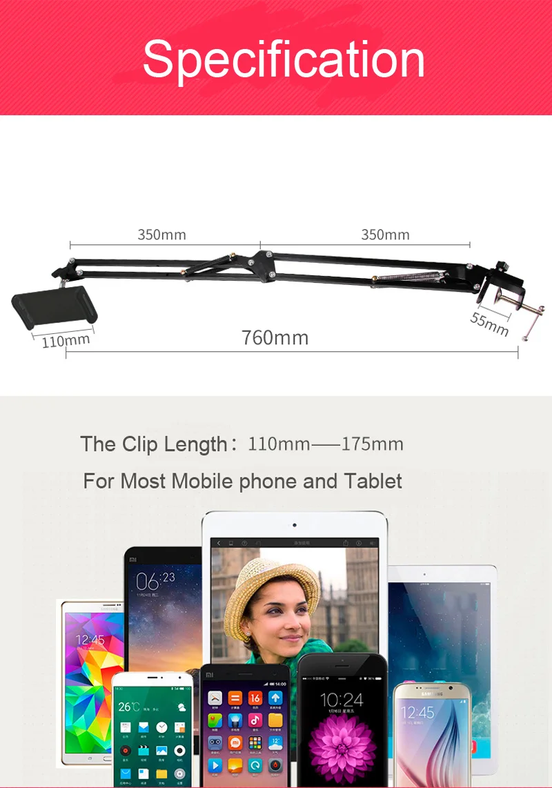 Гибкий Держатель для планшета для ipad 6 Air Mini Pro, для iPhone 11 pro, Xiaomi, длинная рука, ленивые люди, кровать, настольная для 4-12,9 дюймов