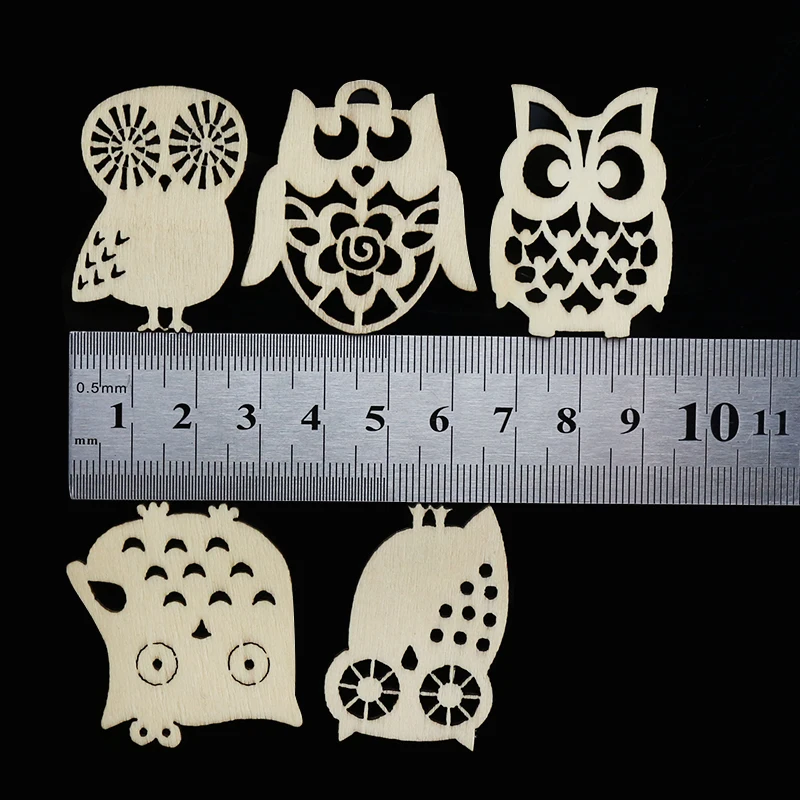 10 шт. деревянный большого размера Рождественский Кулон Сова Случайные Смешанные капли украшения деревянные