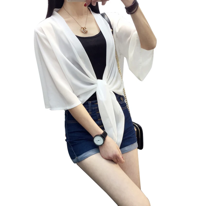 

Spring summer short section of small cape coat female silk knit cardigan thin sunscreen sleeveless shirt