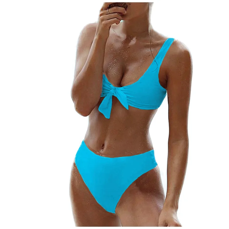 FS Одноцветный комплект бикини с пуш ап подкладкой 2017 женская пляжная одежда