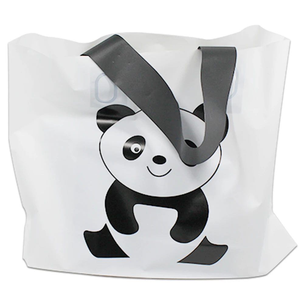 

25pcs/lot 5 Sizes Printed Cartoon White Cute Panda Portable Fashion Shopping Handle Plastic Bag For Cloth Gift Merchandise Pack