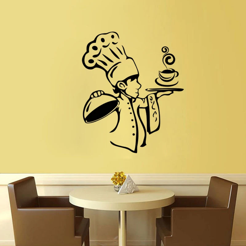 

Creative Handsome Chef Restaurant Kitchen Wall Stickers Home Decor PVC waterproof Art wallpaper JG1160