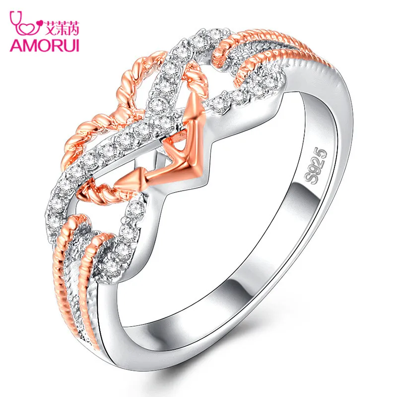 AMORUI с романтичной розой австралийская золотом AAA циркон обручальные/обручальное
