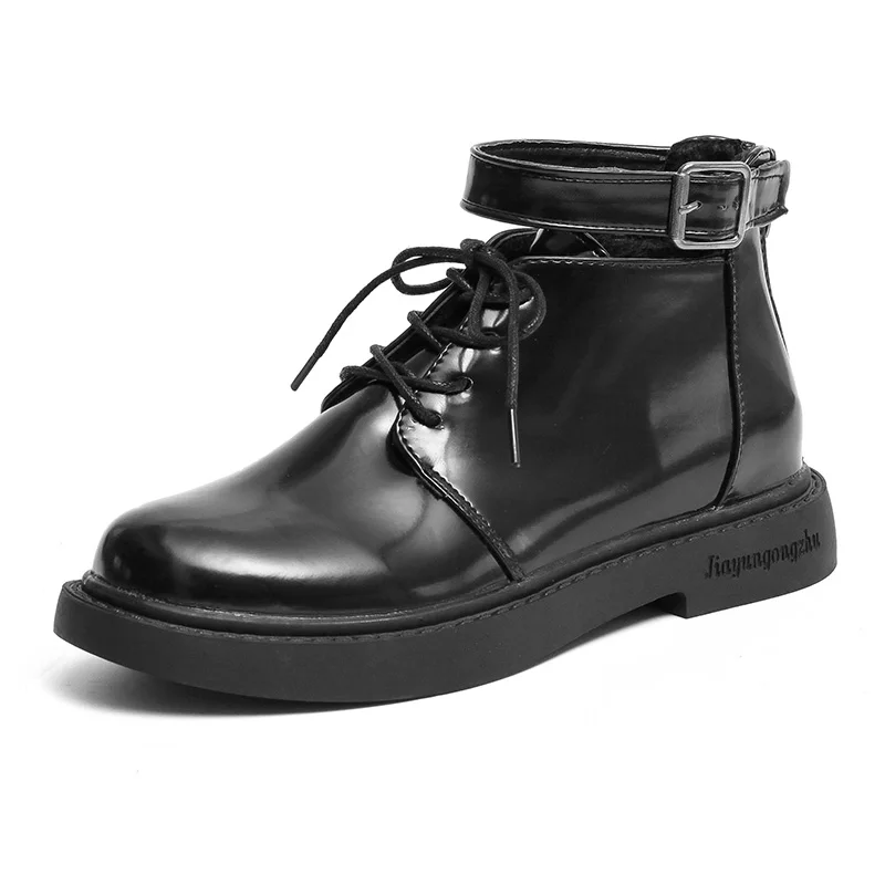 Обувь в английском стиле для знаменитостей из лакированной кожи с закругленным