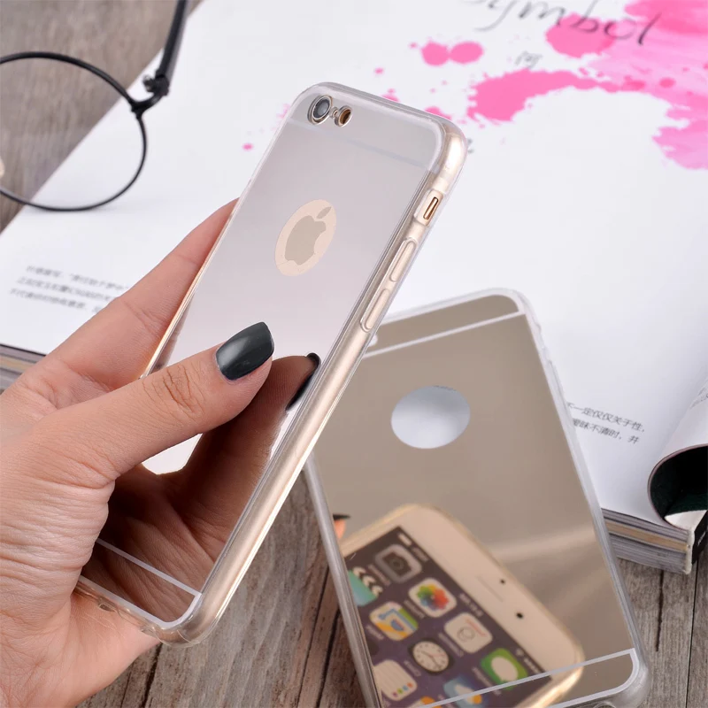 Роскошный зеркальный мягкий силиконовый чехол из тпу для iphone 7 6 6S Plus 5 4 задняя