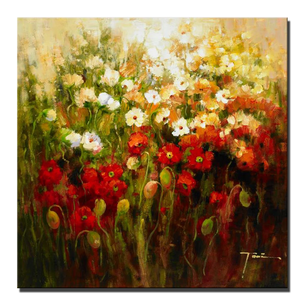 

Impressionist Flowers Oil Painting Print On Canvas Colorful Abstract Flowers Wall Posters Cuadros Pictures For Living Room Wall