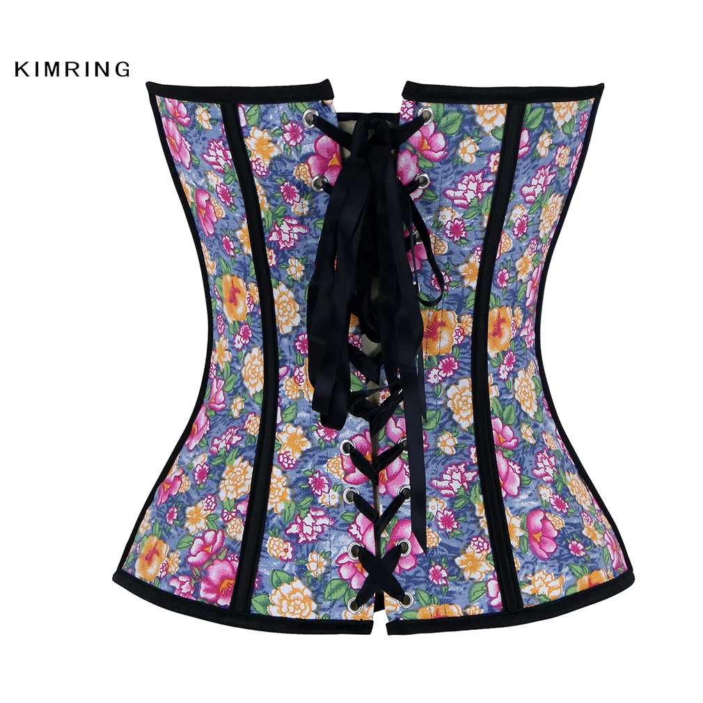 Kimring сексуальные корсеты Burlesque Overbust Fantasy Женский корсет бюстье Цветочные Бюстье