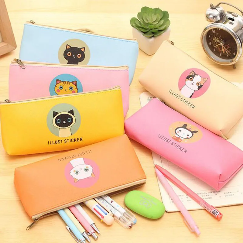 Водонепроницаемая сумка для ручек и карандашей из ПУ кожи|school supplies case|makeup pencil