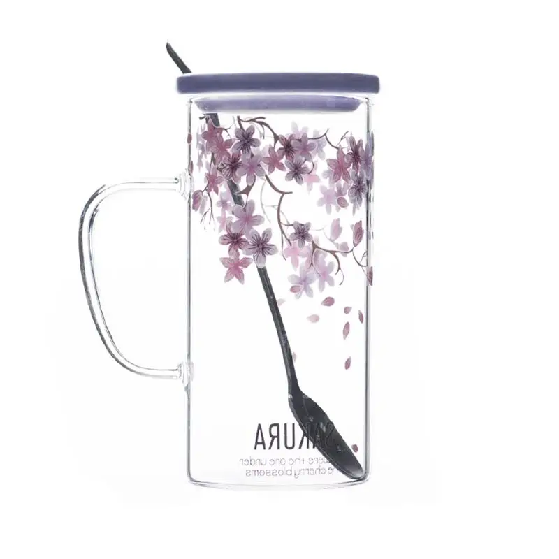Креативная прозрачная стеклянная кружка для сока с крышкой термостойкая Бытовая
