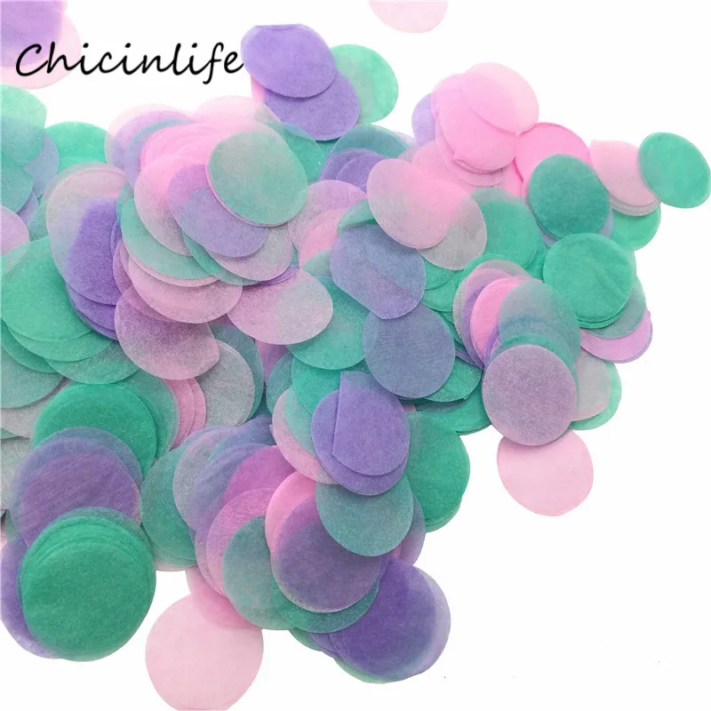 Chicinlife 1 упаковка 2,5 см круглый конфетти из папиросной бумаги шары для свадьбы и дня рождения Русалка вечерние украшения Розовый конфетти стол Декор