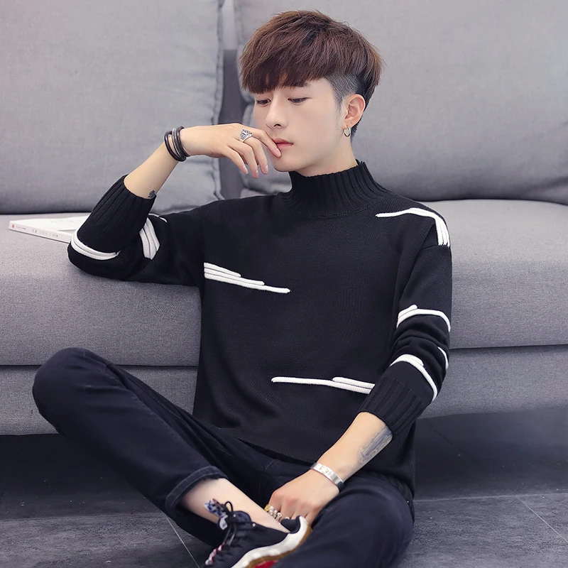 Мужской свитер с высоким воротом большой размер в Корейском стиле 2018 | Мужская