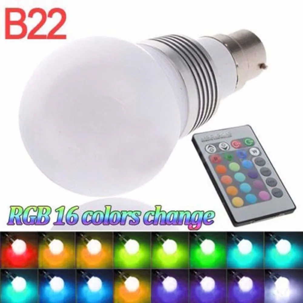 B22 3W 16 изменение цвета RGB светодиодный светильник штыковая лампочка пульт