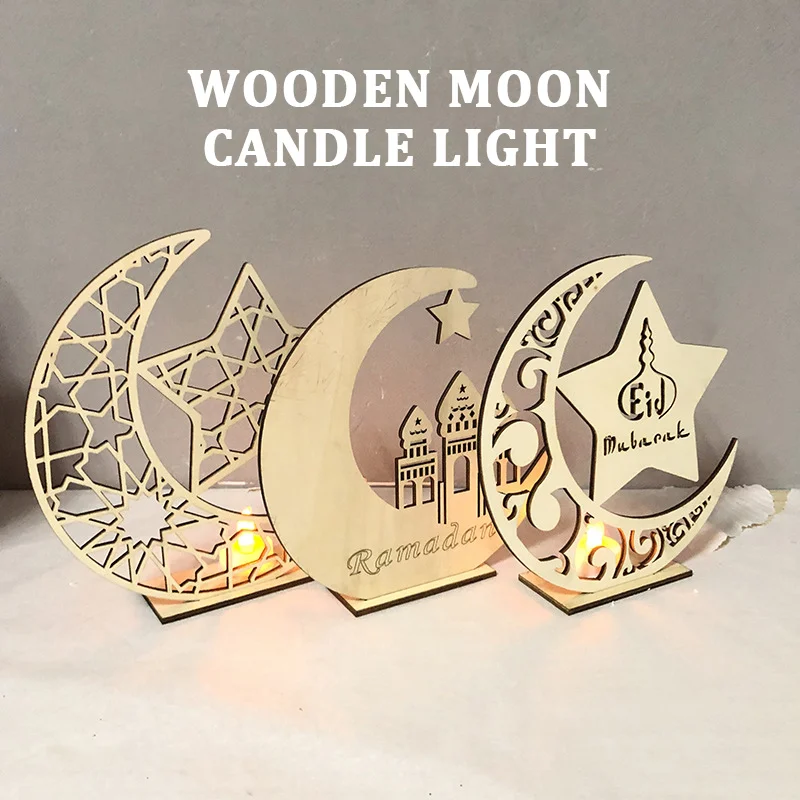 Рамадан деревянный Eid лампа СВЕТОДИОДНЫЙ Tealight фестиваль Набор для изготовления