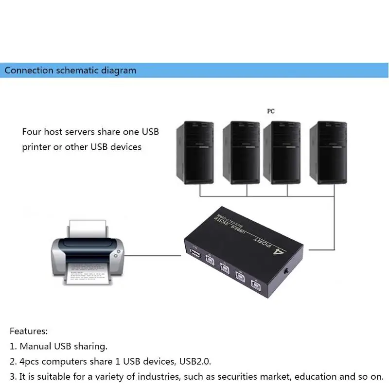 Металлический коммутатор с 4 портами USB 2 0 для ПК принтера|usb switcher|usb selector switchswitcher usb