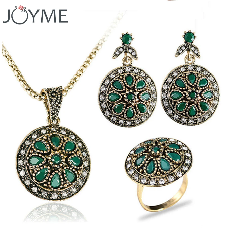 Ювелирный Комплект из колье серёг и кольца золотистого цвета|bridal wedding jewelry sets|wedding