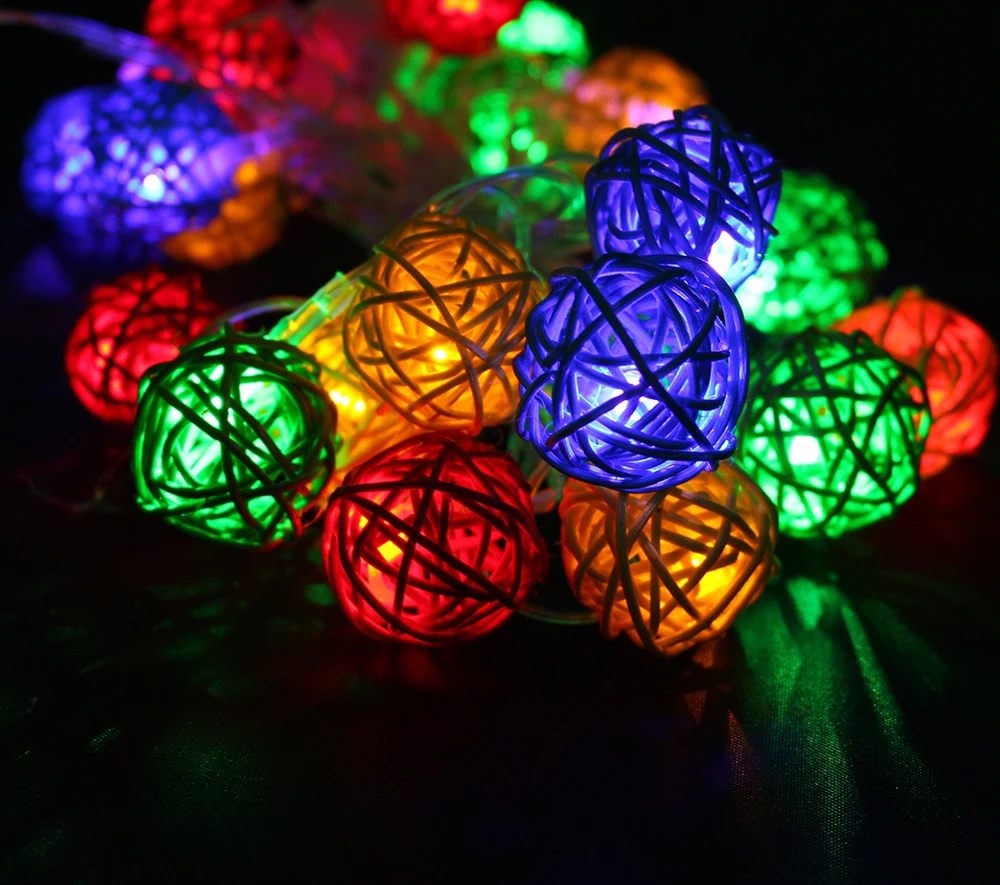 8 режимов 10 м 38LED 7 цветов фонарь из ротанга Шар Фея светодиодная гирлянда для