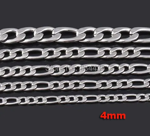 

Free Shipping 4mm Figaro chain stainless steel necklace 3:1 NK men women's boy fashion sweater chain Jewelry 20pcs wholesale