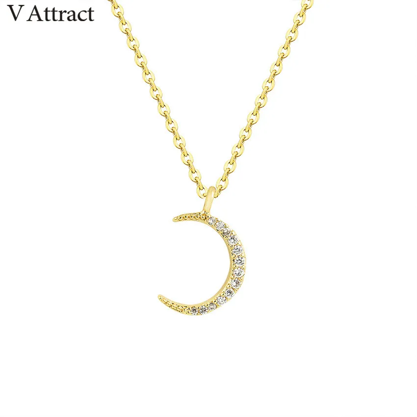Simple Crescent Moon Necklace Gold Stainless Steel Chain Crystal Pendant Necklaces for Women Gifts New Fashion Jewelry Collier | Украшения