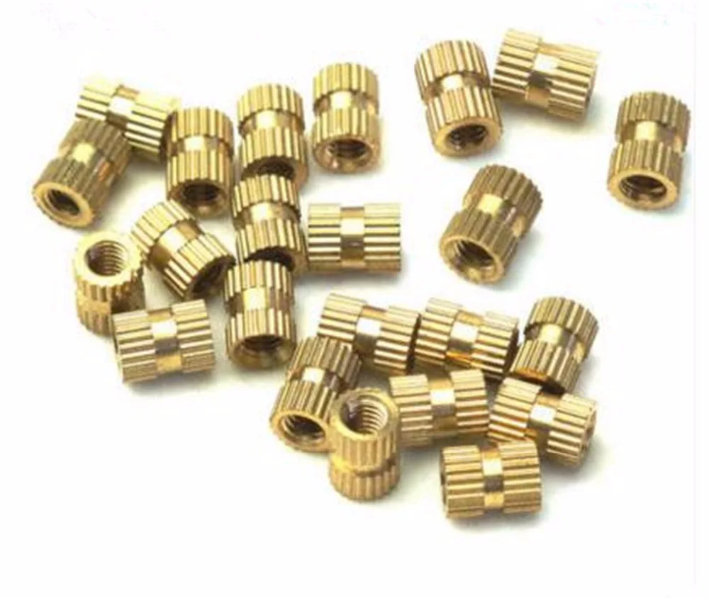 

100PCS M3*3*4mm OD 4mm Brass Inserts Double Pass Copper Knurl Nut Embedded Fastener