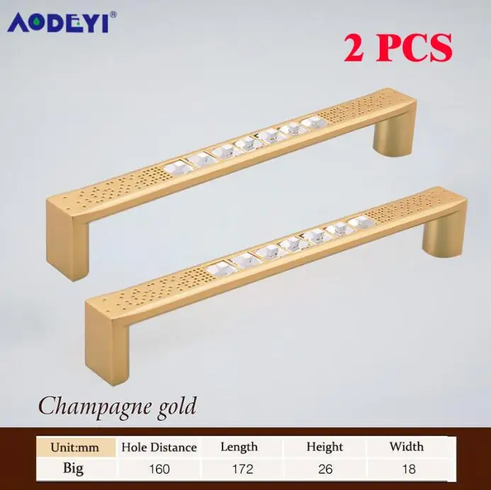 2 PCS Gold B AODEYI Шкаф Тянет Чешские Хрустальные Ручки Ящика Шкафа Шкаф мебельные ручки - Цвет: 2 PCS Gold B