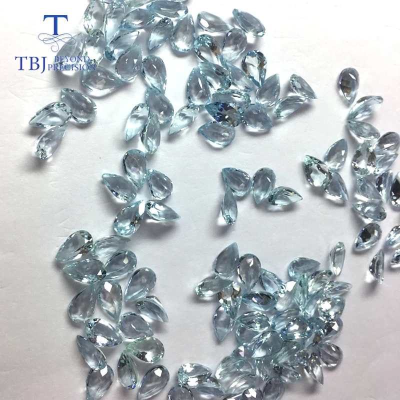 TBJ 100% натуральный хороший цвет Аквамарин жемчужные 5*8 мм 0.7ct натуральные
