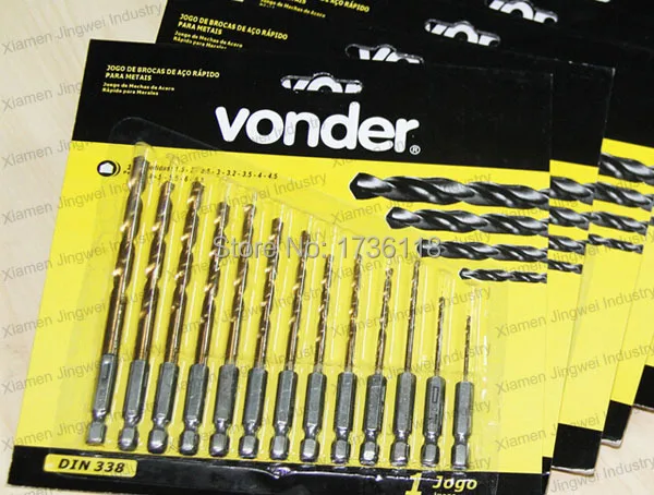 Набор сверл из быстрорежущей стали с Оловянным покрытием и шестигранным