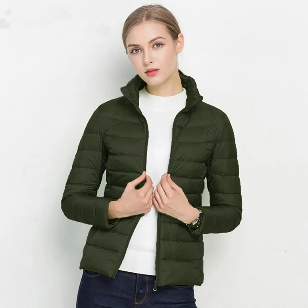 

2019 Winter Women Brand 90% White Duck Ultra Light Down Jackets Women Autumn Warm Down Coat Short Jacket Female Zip Pocket Parka