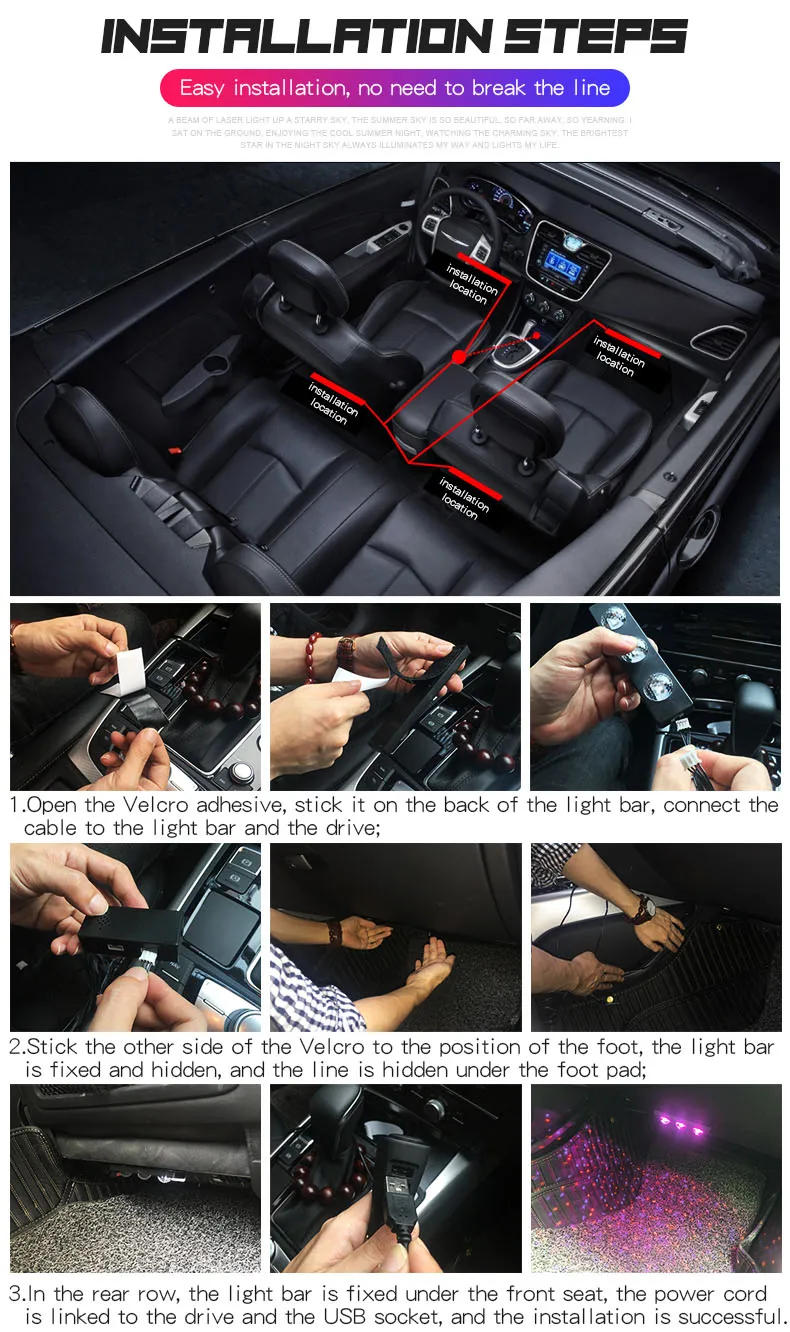RXZ USB светодиодный атмосферное освещение автомобиля RGB светодиодный звездный свет голосовой пульт дистанционного управления украшение интерьера музыкальный световой ритм домашний Автомобиль Стайлинг