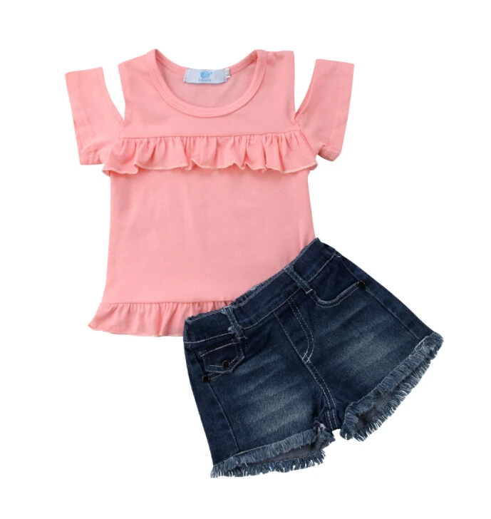 Изысканная летняя одежда для маленьких девочек комплект из 2 предметов: Топ +