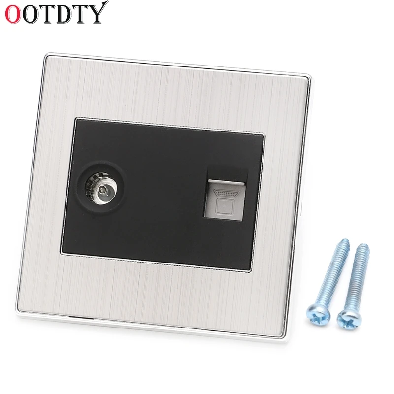 OOTDTY RJ45 настенная Интернет розетка с ТВ розеткой из нержавеющей стали матовая