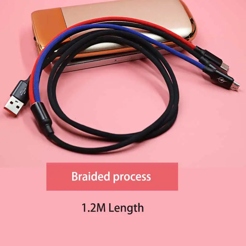 Новый зарядный usb кабель для samsung huawei type c быстрой зарядки xiaomi oneplus 3 в 1 micro oppo nokia