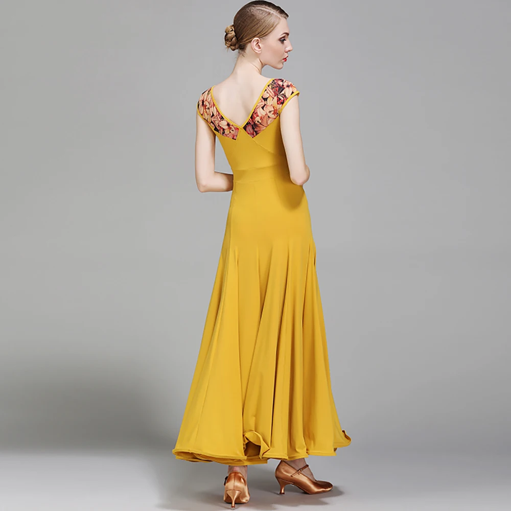 

Present Modern Dance Dress For Ladies Green Yellow Novel Milk Fiber Costume Women Club Tango Ballroom Stage Perform Dresses I111