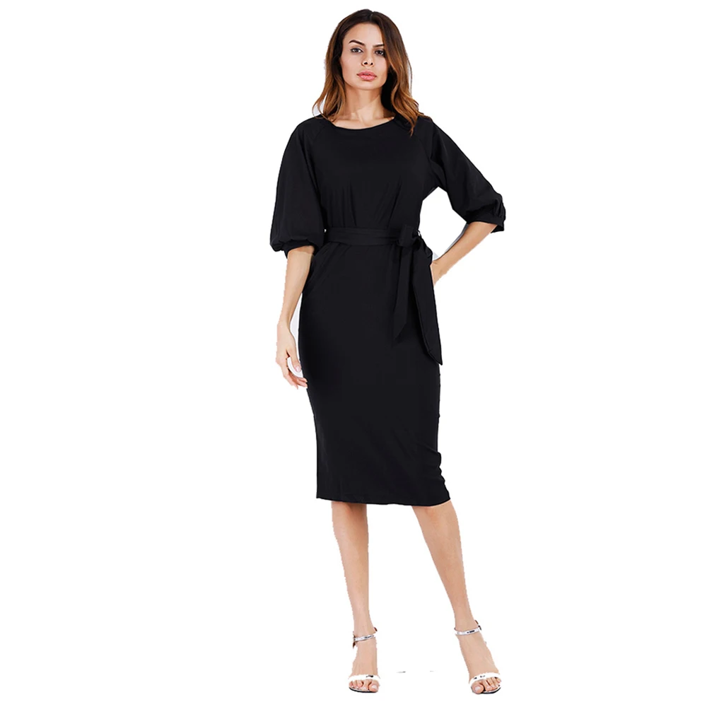 Карандаш Платья офисные вечерние Винтаж элегантный черный красный синий абрикос